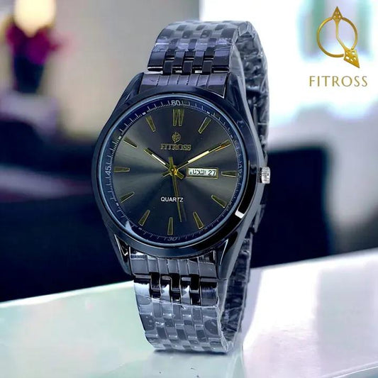 FITROSS Premium Quartz Stainless Steel Watch – Elegant Black Edition